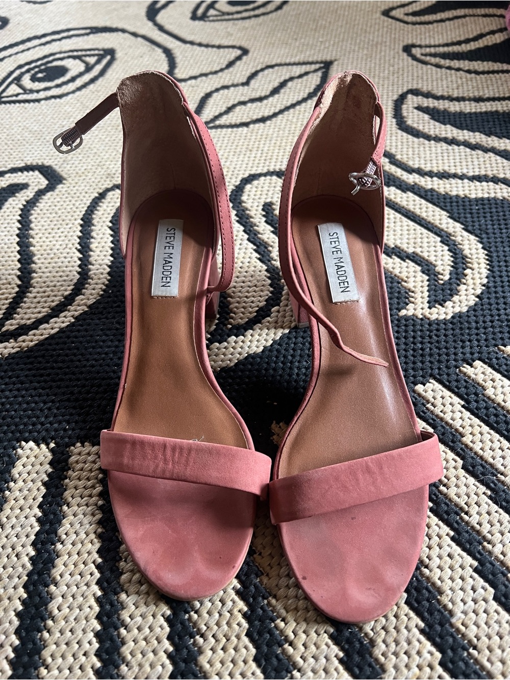 Steve Madden Dusty Rose Ankle-Strap Block Heels